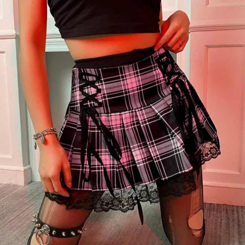 Lace Plaid Skirt | Wicker & Bloom